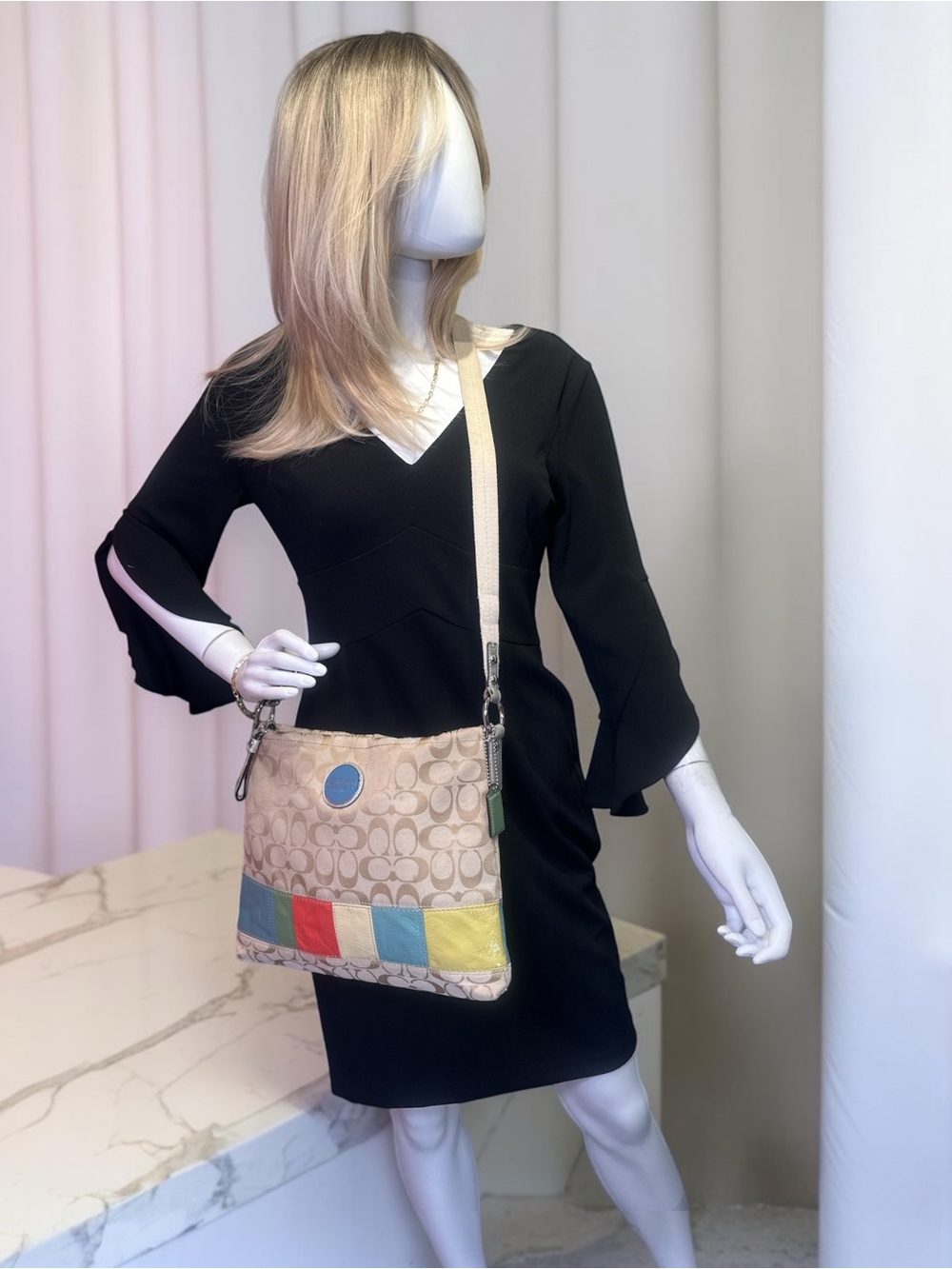 COACH Vintage Signature Multi Stripe Demi Crossbody with Matching Cosmetic Pouch - Picture 16 of 17